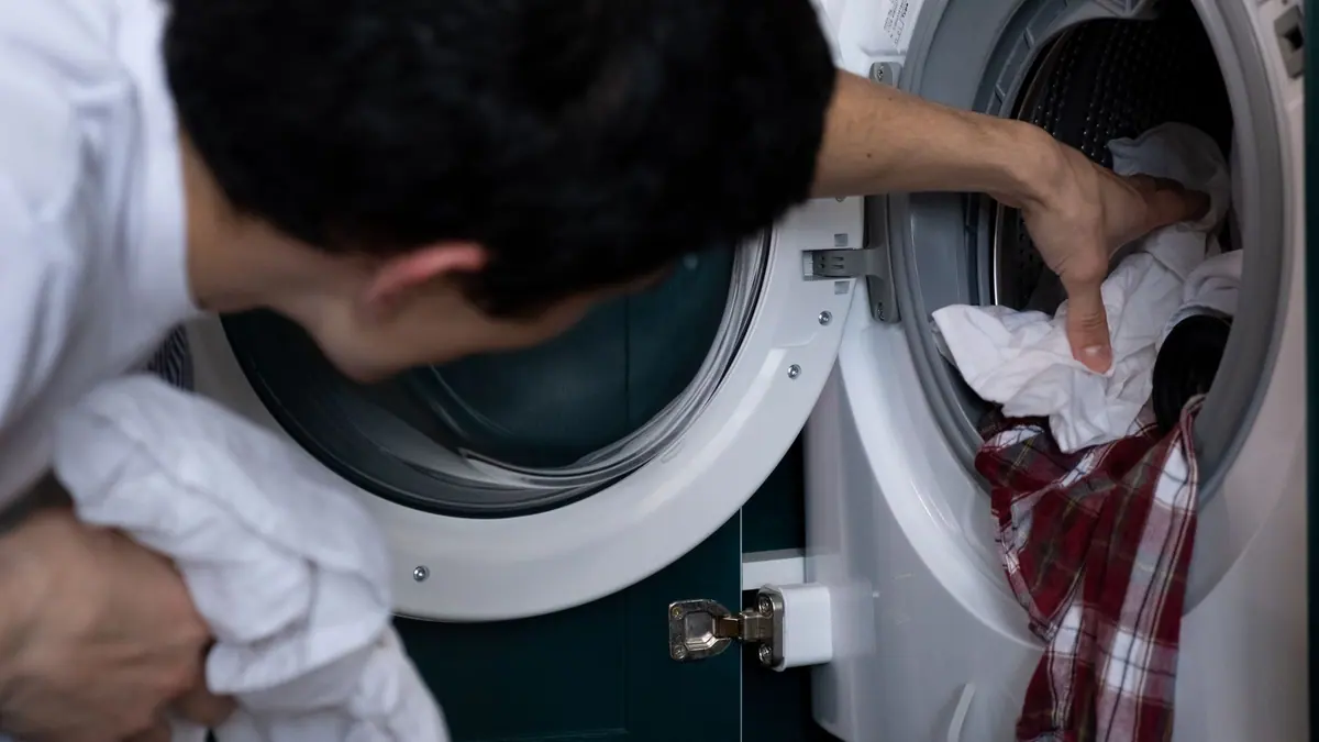 Laundry care labels on clothing