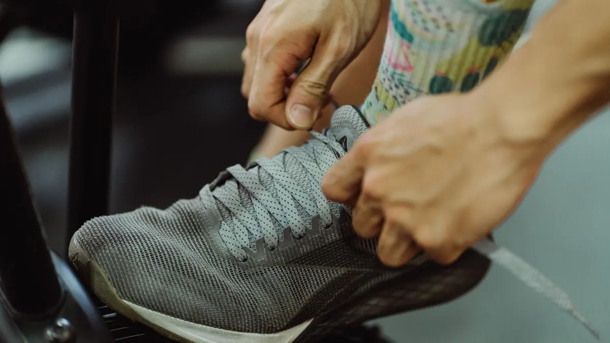 Running shoes and socks laid out before a run