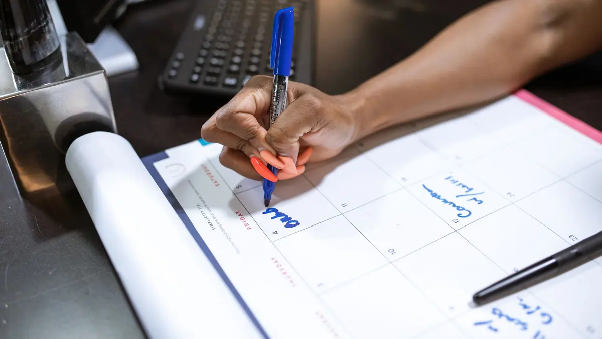 A calendar with a date circled